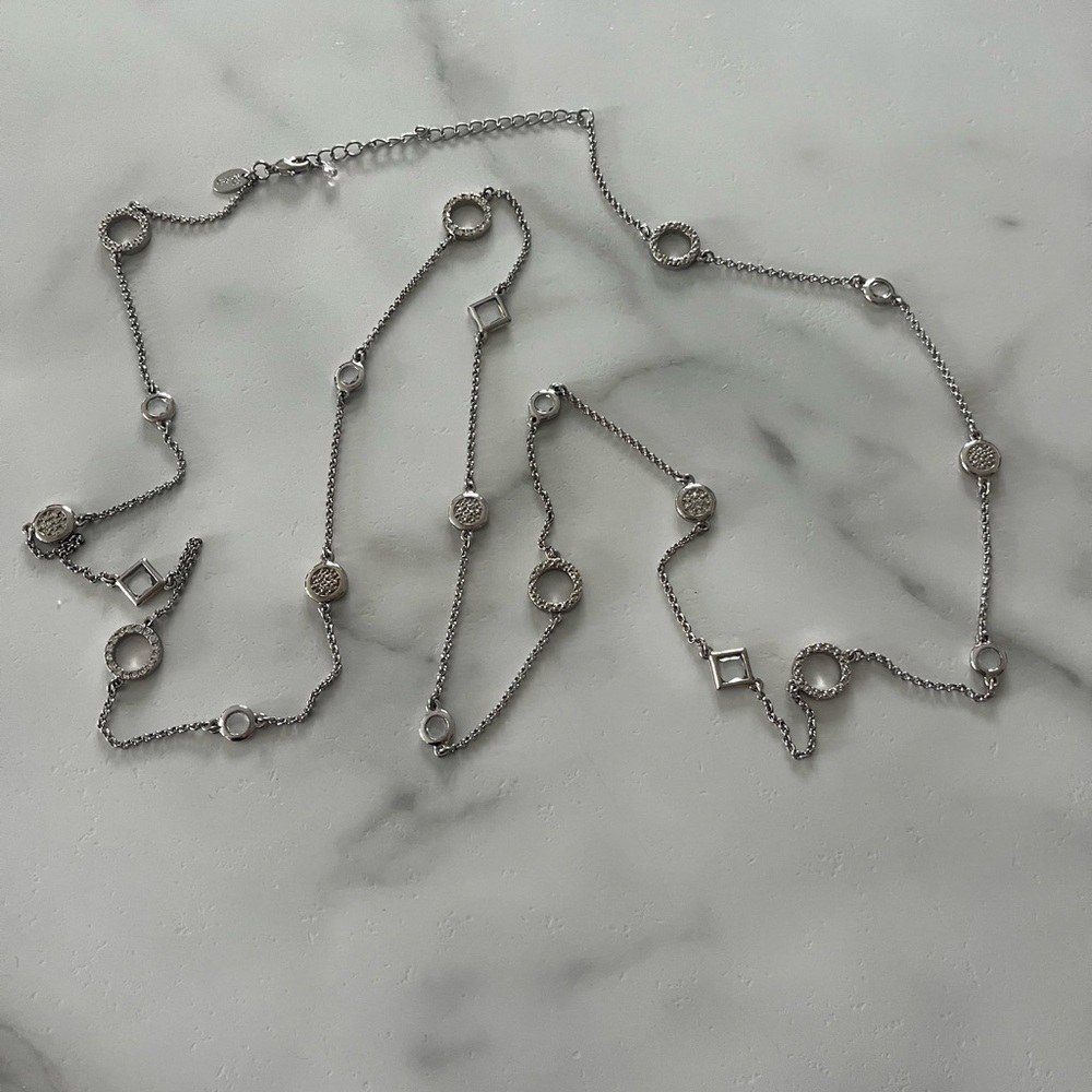 Lia Sophia Silver Circle and Square Necklace
